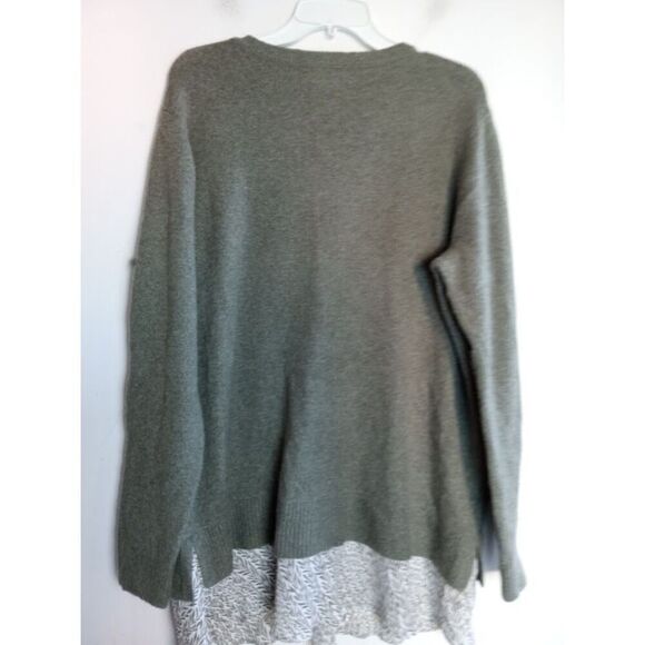 NWT Ann Taylor Loft Green v-Neck w/Faux Blouse Hem Wool Blend Sweater size18 - Picture 7 of 9